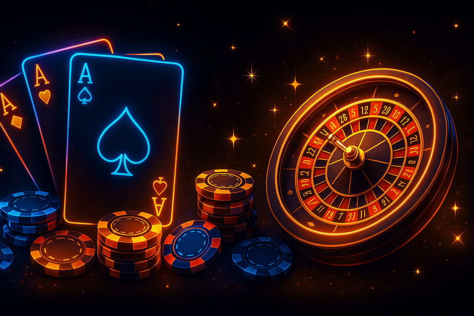 Golden coins swirling on a neon cosmic background